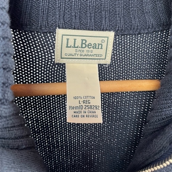 L.L. Bean Full Zip Cotton Sweater in Navy Blue Size Large - Picture 3 of 4